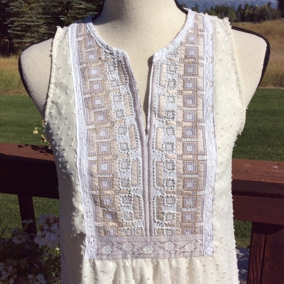 Anthropologie One September Cream Beaded Top Sz-XS - Picture 3 of 7